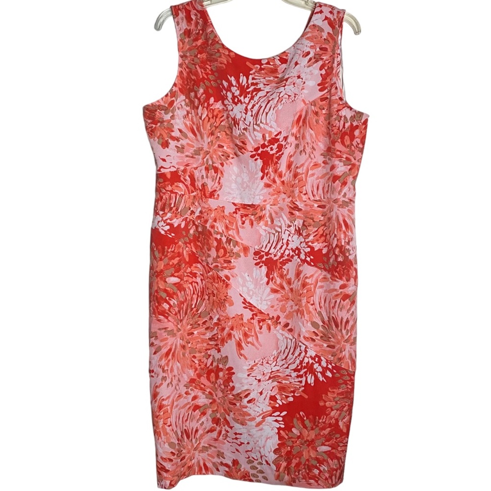 Sz 16 Sleeveless Sheath Orange and pink Dress